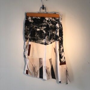 Asymmetrical Black and Cream Skirt